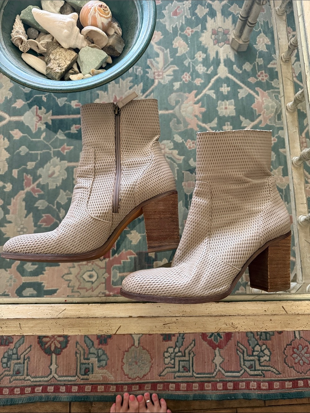 hinge Taupe Textured Ankle Booties